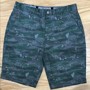 Puma Athletic Green and Gray Shorts with Camouflage Design